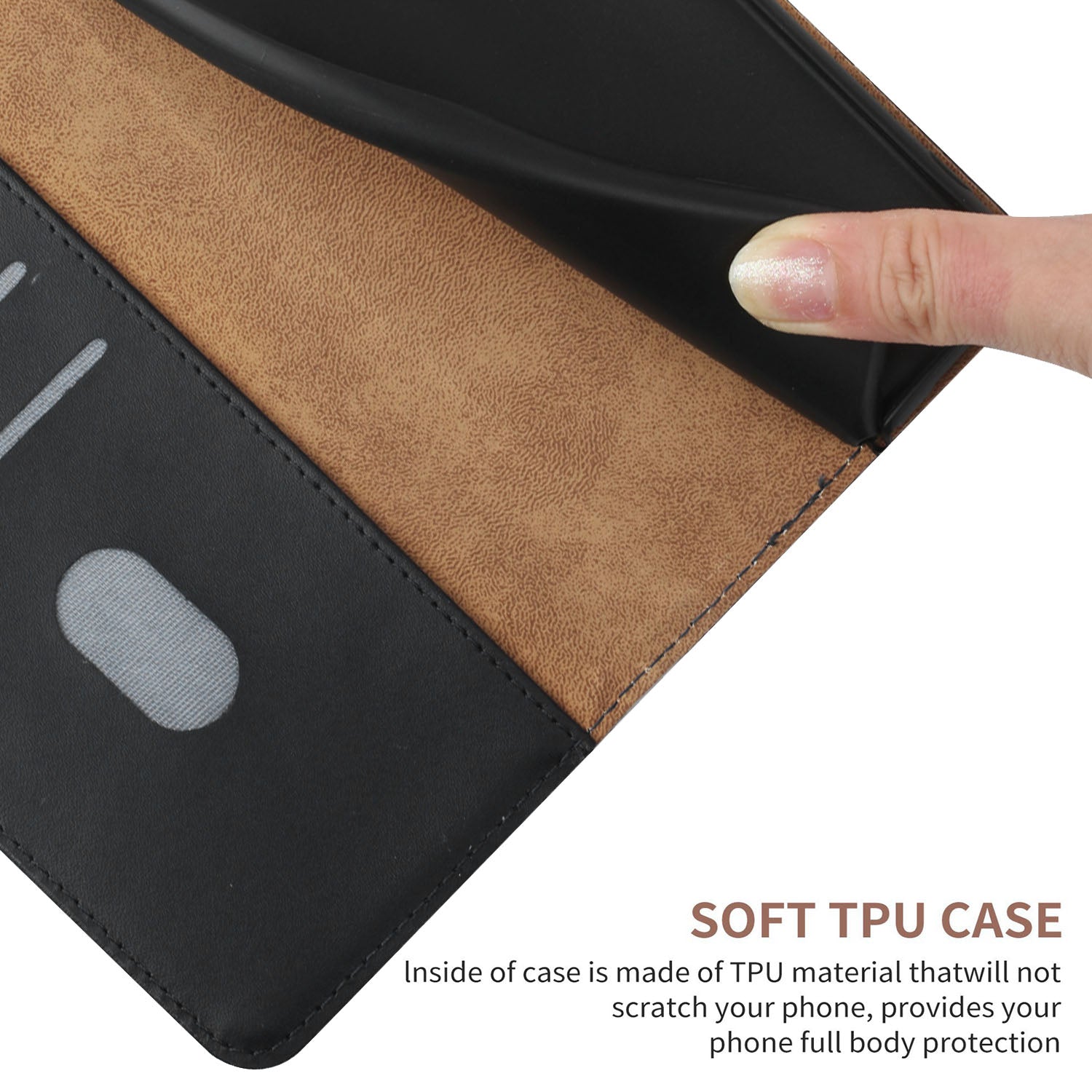HT02 Genuine Cow Leather Case for Oppo A59 5G Wallet Phone Cover Nappa Texture - Black HT02 Genuine Cow Leather Case for Oppo A59 5G Wallet Phone Cover Nappa Texture - Black